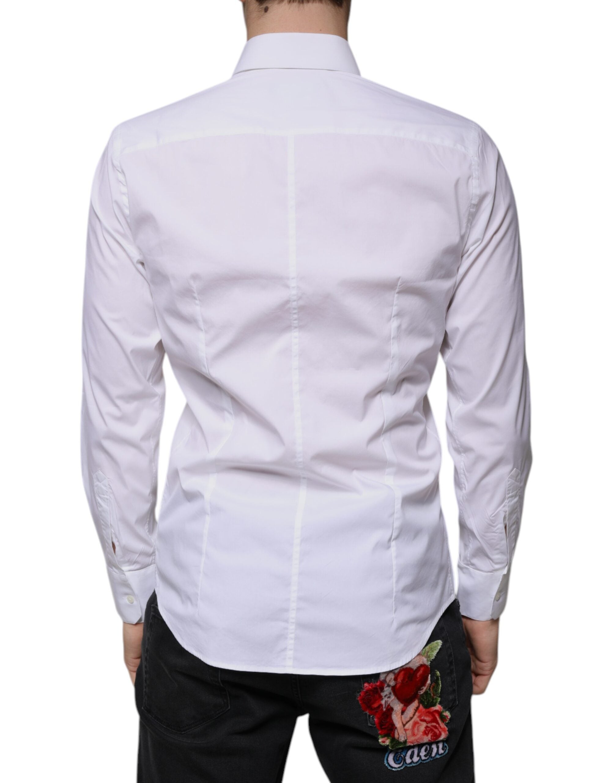 Dolce & Gabbana White Cotton Blend Men's MARTINI Dress Shirt
